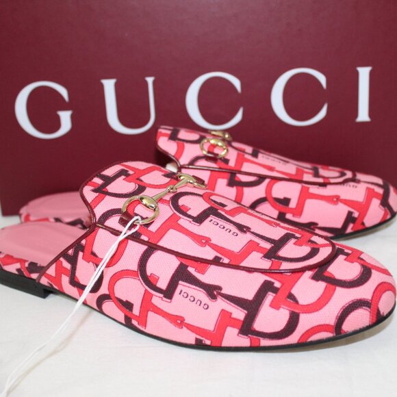 NWB Gucci Horsebit GG Princetown Horsebit Flats Mules Slip Ons 40 802163 - Picture 6 of 9